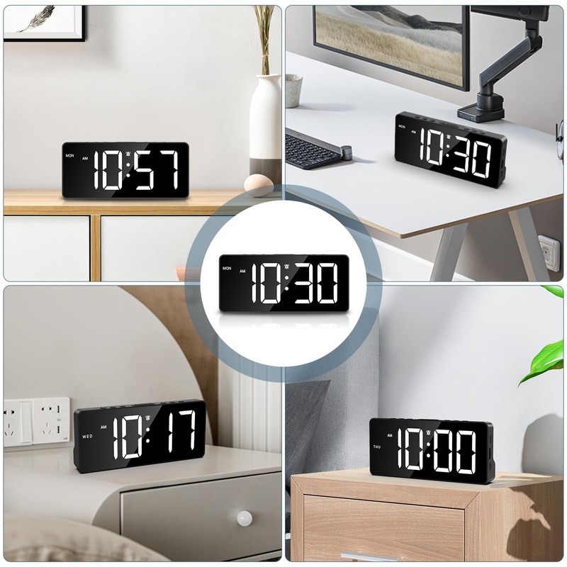 Ankilo Digitaler Wecker, Schlafzimmer Wecker, Große LED-Anzeige Nachttisch Wecker, Plug-in