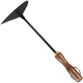 ROYTOA Gardening Tools Triangle Hoe Stainless Steel. Garden Hoes with Ergonomic Walnut Handle for Backyard Weeding, Loosening, Farm. Gardening Gifts for Women/Men