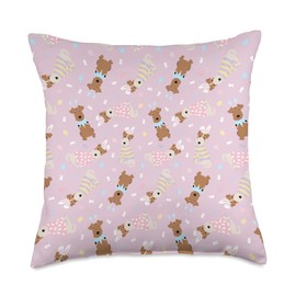Easter Wire Fox Terrier Dogs Cute Bunny Rabbit Dog Puppy Throw Pillow