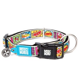 Max & Molly Gotcha! Dog Collar with Smart ID, Padded Neoprene Collar with Design for Very Small Dogs, Waterproof, Comfortable, Adjustable, Comic, XS