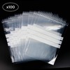 100 x Clear Zippered Bags with White Stripes - Food