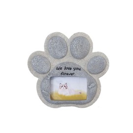 Pet Memorial Plaque for Cats - Resin Pet Grave Marker with Photo Frame (Holds 6.4x5cm Picture), 15.5x14.5cm Keepsake for Garden, Cemetery, Home Decor