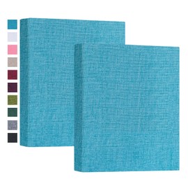 Mublalbum Small Photo Album 2 Pack, Blue, Linen Cover, Holds 52 Vertical 5x7 Photos