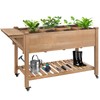 ketive Raised Garden Bed with Lockable Wheels Mobile Elevated Wood