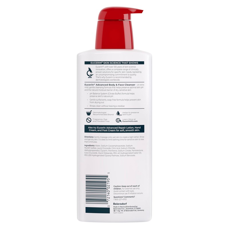 Eucerin Advanced Cleansing Body & Face Cleanser - Fragrance &