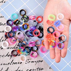 Qmcandy 60pcs Colorful Soft Flexible Silicone Tunnels Double Flared Ear Piercing Plugs Gauge 0g