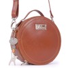 Catwalk Collection Handbags - Women's Round Leather Shoulder Bag -
