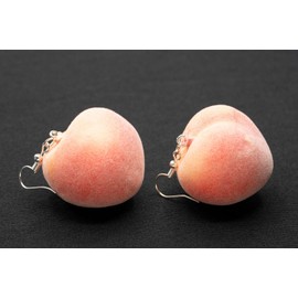 Miniblings Peach Earrings Summer Fruit Fruit Velvet Flock 35 mm - Handmade Fashion Jewellery I Earrings Earrings Gold-Plated, Plastic, paper mache