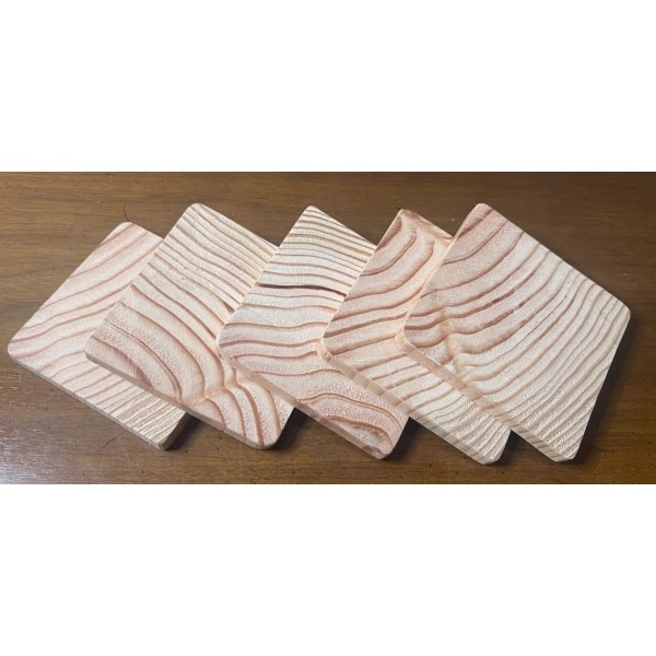 5 PC. UNFINISHED WOODEN SQUARE CUTOUT COASTERS FOR DIY CRAFT,