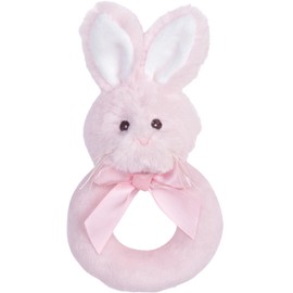 Bearington Baby Lil’ Bunny, 5.5 Inch Pink Soft Stuffed Easter Bunny Rattle, Baby Easter Gifts
