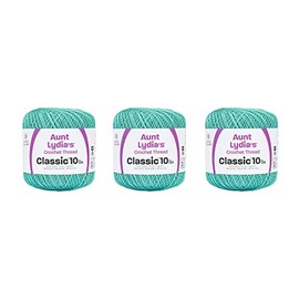 Aunt Lydia Classic Aqua Crochet - 3 Pack of 350y/320m - Cotton - Gauge 10 - Crochet