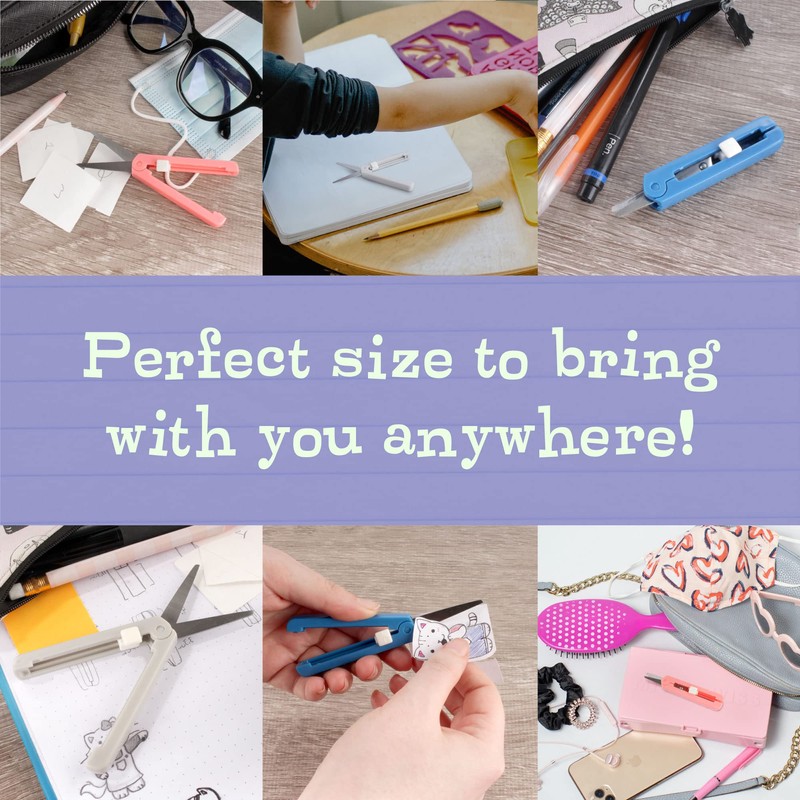 JubileeYarn Push Open Folding Safety Scissors - Dark Blue -