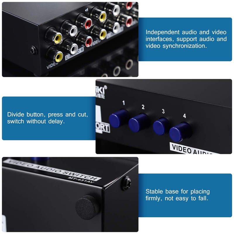 rosenice RCA Switch MT-431AV 4 Way AV Switch 4 in