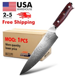 8 Inch 67-Layer Damascus Knife with G10 Handle Professional Gyuto Chef's Knife for Home Kitchencolor: brown+SR-MGS, kitchen knife size: 8in