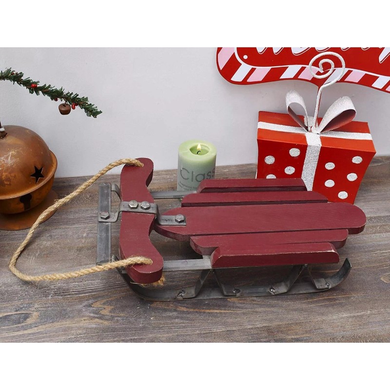Eview Christmas Sled Decor Santa Sleigh Wall Decoration Wooden Sled