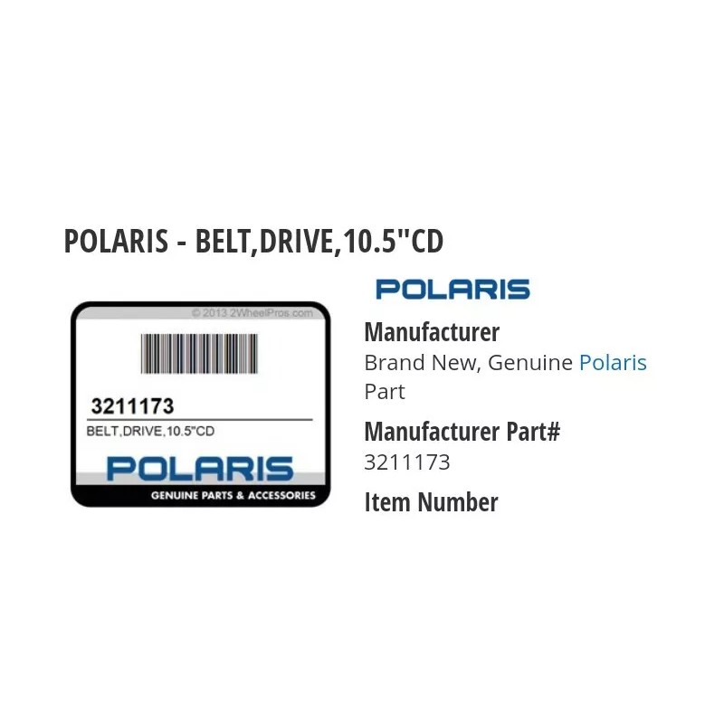 Polaris 10.5CD Polaris Drive Belt Snow / Dirt 3211173 10.5"