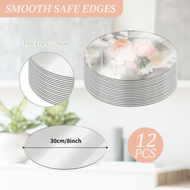 Axigundaone 12 Pcs Acrylic Round Mirrors for Centerpieces, 12 Inch Circle Mirror Trays for Table, Acrylic Round Mirrors Plate for Wall, Wedding Decorations, Party (Sliver)