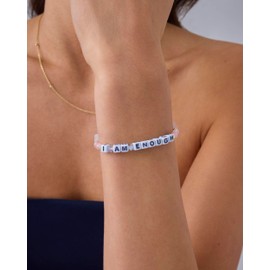 PAVOI 14K Gold Plated Colored Mantra Evil Eye Beaded Gemstone Bracelets for Women | Adjustable Friendship Beaded Bracelets with Words | I Am Enough Fearless Breathe Good Energy Grateful You Got This