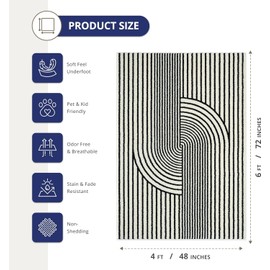 Abani Rugs Nuevo NUE150A Beige Arch Pattern Knot Area Rug (Black, 2' x 3')