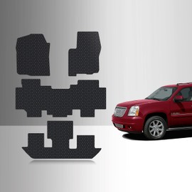 TOUGHPRO Floor Mats Accessories Set + 3rd Row for GMC Yukon XL 2nd Row Bucket Seating All Weather Heavy Duty Black Rubber 2000 2001 2002 2003 2004 2005 2006