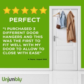 Unjumbly Over Door Hook Set- 2 Pack, Sturdy Metal Back of Door Hooks Fitting Wide and Thin Doors, Ideal Over the Door Wreath Hanger and White Hooks For Hanging Towels, Coats and More