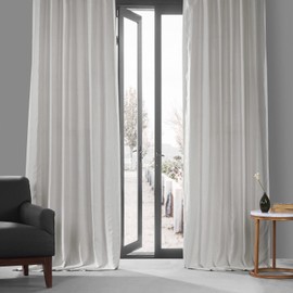 HPD Half Price Drapes French Linen Curtains 84 Inches Long Room Darkening Curtains for Bedroom & Living Room 50 X 84, (1 Panel), Crisp White
