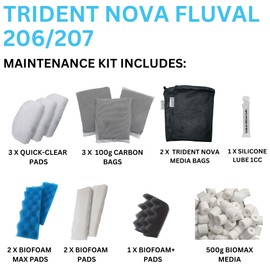 Trident Nova 206/207 Filter Media Canister Filter Maintenance & Replacement Filter Media Kit, Including Trident Nova Filter Media Bags (Quick Clear/Water polishing Pads, BioFoam, Carbon, Biomax)