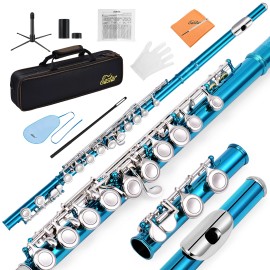 Eastar EFL-1 CONCERT FLUTE | BLUE SCHOOL BAND WITH STAND HARD CASE & ACCESSORIES