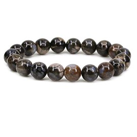 CHENYUE Natural Llanite Gemstone 10mm Round Beads Stretch Bracelet 7" Unisex