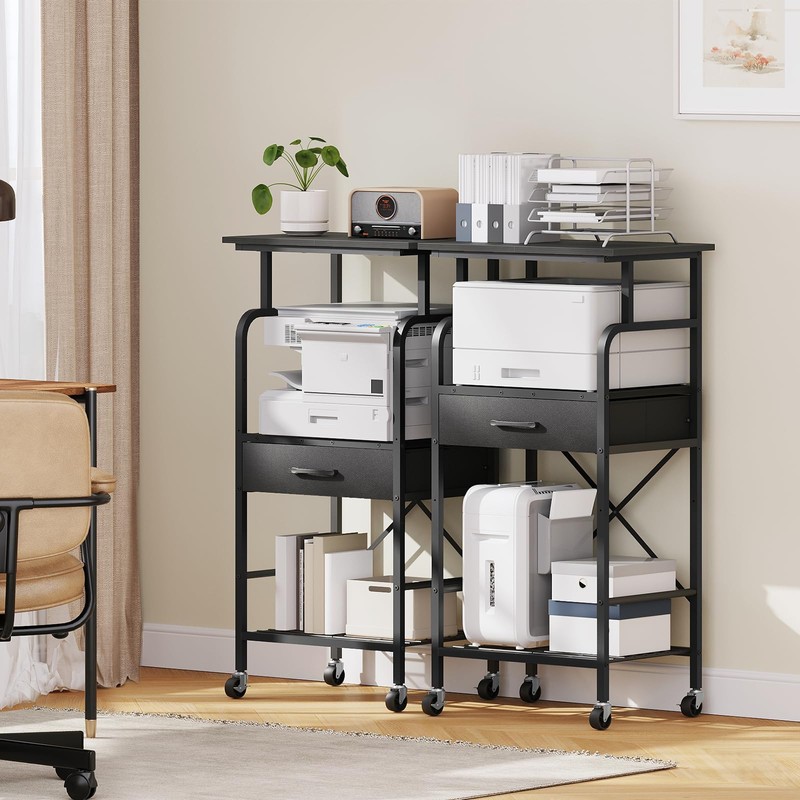 MAHANCRIS Tall Printer Stand, 3 Tier Printer Cart with Storage,