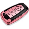 Tukellen for Ford Key Fob Cover Soft TPU Full Protection Key Case Compatible with Fusion Explorer Escape F150 F250 F350 F450 F550 Mustang Edge Maverick Expedition Lincoln Aviator (Pink, 5 Buttons)