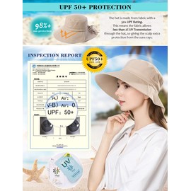 Comhats Women's Sun Hat Sun Protection UPF 50 Summer Hat with Neck Protection Wide Brim Cotton, 1005_khaki