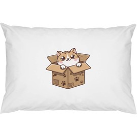 2 x 'Box Cat' Cotton Pillow Cases (PW00038345)