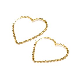 Vlnet Vestopazzo Cut Out Heart Earrings Made of Recycled Brass Hook Clasp Size 6.5 cm Approx. Nickel Tested Crafts, Taglia unica, Brass, No Gemstone, One size fits all, Brass, No Gemstone