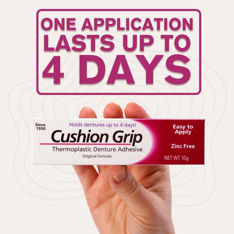 Cushion Grip Thermoplastic Denture Adhesive, 0.35 oz Travel Size (Pack