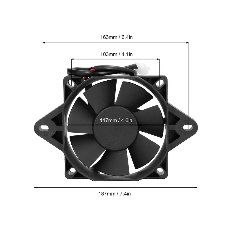 Akozon 12V 15W Plastic Electric Cooling Fan, Universal Fit for