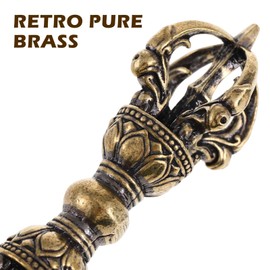 Homoyoyo 2PCS Buddhism Supplies Brass Vajra Dorje Phurba Unique Pestle Dharma Ornament Feng Shui Amulet Handmade for Home Office Tabletop Decoration