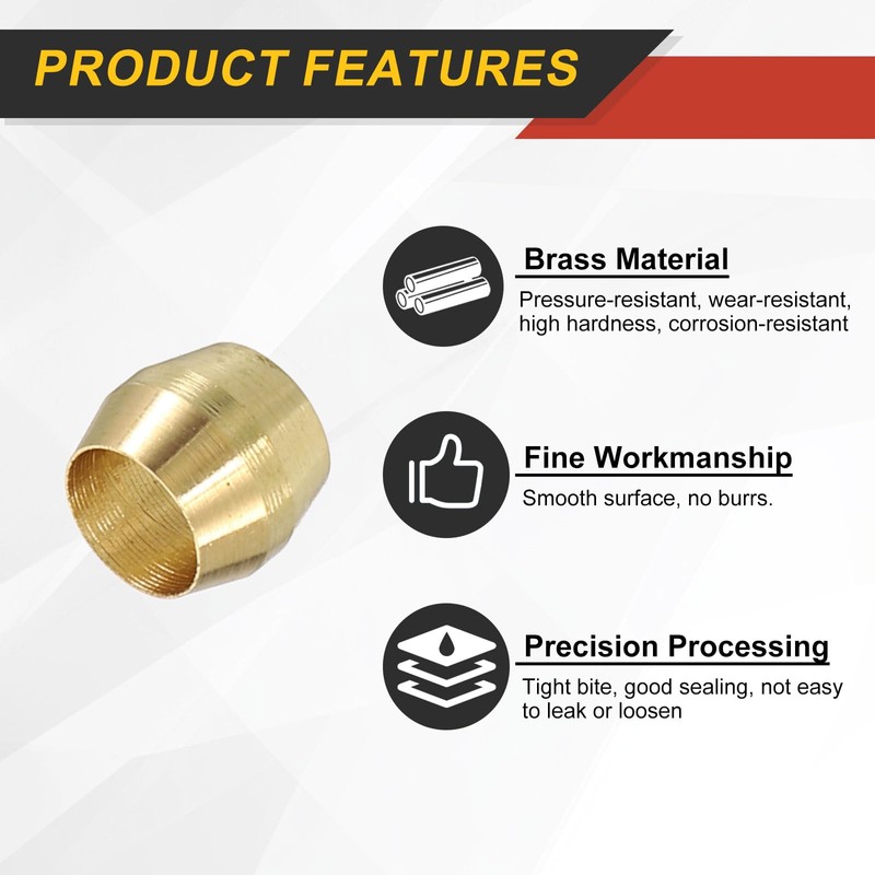 sourcing map 30Pcs Fit for 3/16" Tube OD Brass Compression