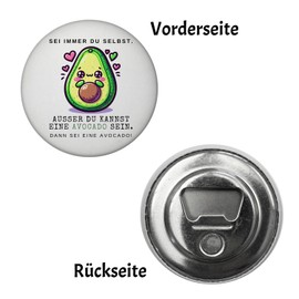 Avocado Kawaii Style Magnet with Bottle Opener Round with Saying Be You Yourself or Avocado Cartoon Face Anime Design Cute Illustration Kawaii Style