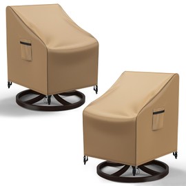Mrrihand Outdoor Swivel Lounge Chair Cover Waterproof, 2 Pack Heavy Duty Patio Rocking Chair Covers for Outdoor Furniture, 33" W×37" D×38.5" H, Brown