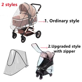 Unisize Pet Stroller Rain Cover - Foldable Clear Protection for Snow, Wind & Rain, Suitable for Various Stroller Models