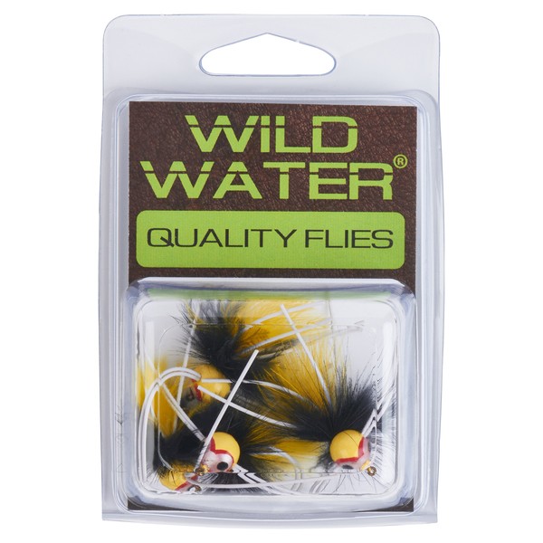 Wild Water Fly Fishing Yellow and Black Rollie Pollie Popper, Size 10, Qty. 4, by Pultz Poppers
