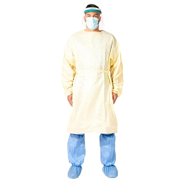 Paneffort Isolation Gowns | 10-Pack | Disposable, Lightweight Yellow SMS,