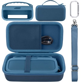 co2CREA Hard Case and Silicone Case Replacement for Bose New SoundLink Flex 2nd Gen/Bose SoundLink Flex Bluetooth Portable Speaker, Protective Case with Carabiner and Shoulder Strap (Blue Dusk Case)