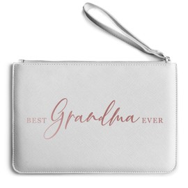 Purple Print House Rose Gold Best Grandma Ever Clutch Bag, Mothers Day Clutch Bag for Mum, Birthday Gift Ideas, Cute Make Up Bag for Her, One Size, Grey