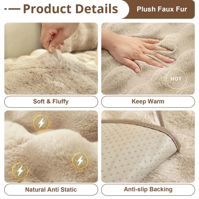 OstepDecor Faux Fur Couch Covers for Sofa, Soft Plush Sofa