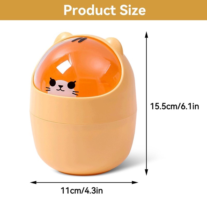 Cute Mini Desktop Trash Can, Cartoon Cat Animal Shape Waste