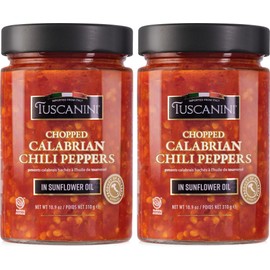 Tuscanini Premium Italian Chopped Calabrian Chili Peppers In Sunflower Oil, 10.9 oz (2 Pack) | All Natural | Nothing Artificial