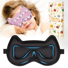 Miss Adola Sleep Mask for Kids - 3D Contoured Cup Cute Sleep Eye Cover with Adjustable Strap Kawaii Cartoon Soft Blindfold Eyeshade for Boys Girls Teens, Purple Unicorn