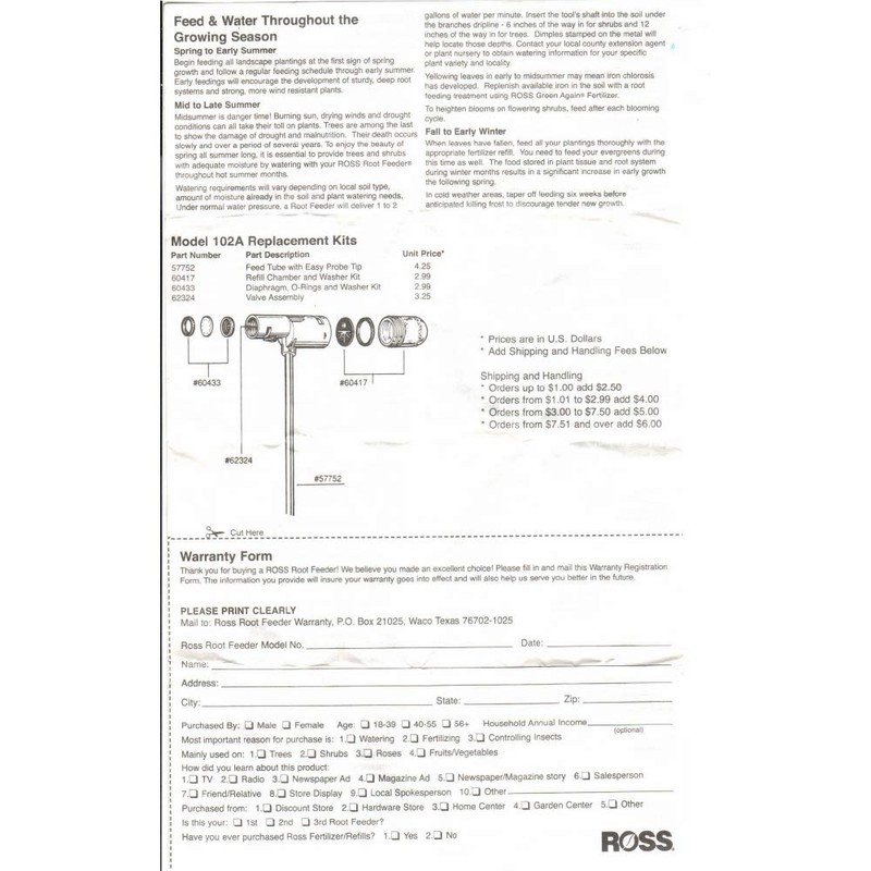 Ross Root Feeder Economy Model #102A, for use with Ross